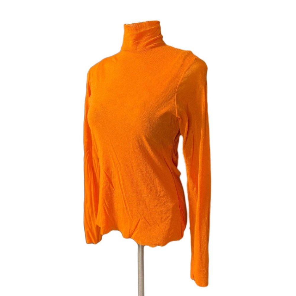 Petit Pois Viviana G Orange Mesh Turtleneck